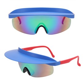 LUHUL Visor Sunglasses UV400 Polarized for Men Women Teens, Wrap Around Sport Glasses for Outdoor Activities (blue, green)