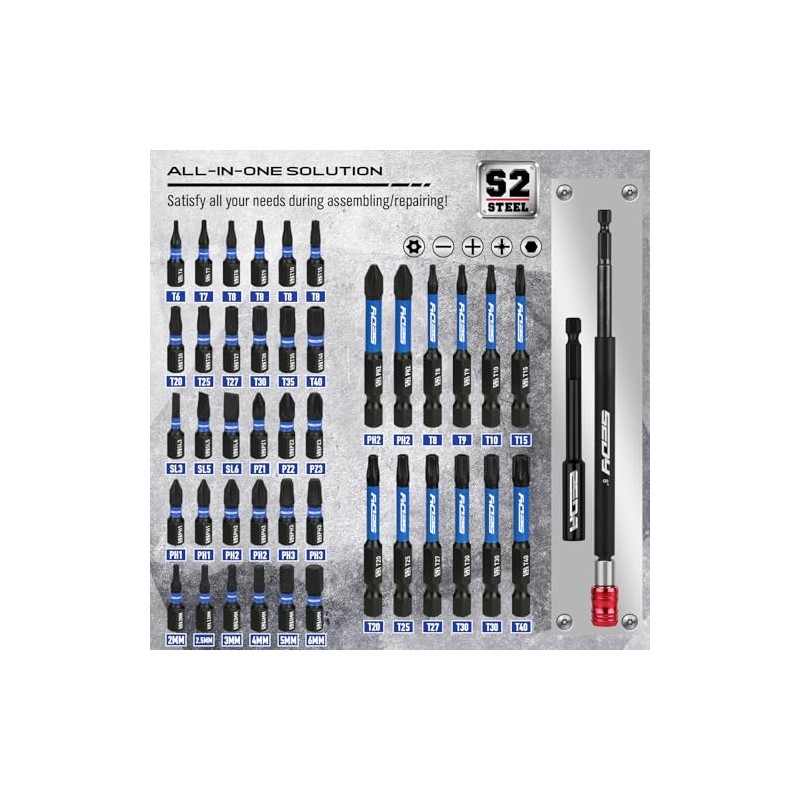 80-Piece Premium Magnetic Impact Nut Driver Set Metric & SAE