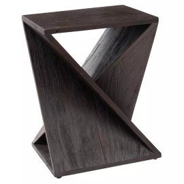 Nordic Teak Dark Teak Wood Shower and Bath Twisted Stool