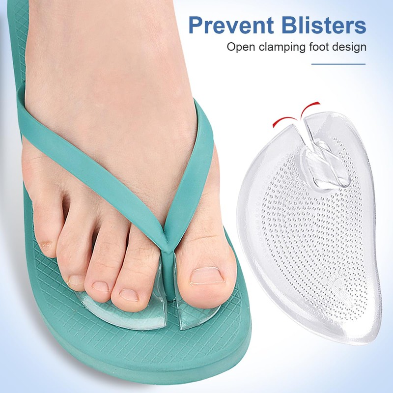 3 Pairs Transparent Silicone Thong Sandal Self-Adhesive Forefoot Cushion with
