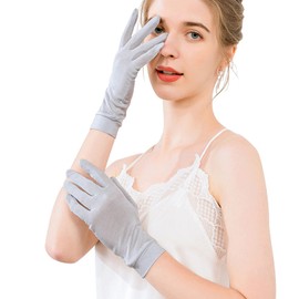 Lycharoty Women's Silk, UV Protection, Sun Protection, Moisturizing, Rough Hands, Night, Thin, For Spring, Summer, Birthday Gift, Mother's Day Gift, gray