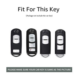 ontto Metal Car Key fob Cover Fit for Mazda 2 3 5 6 BL BM GJ Atenza Axela Demio CX3 CX-5 CX5 CX7 CX-9 CX8 2/3/4 Buttons Leather Key case Shell Key Holder Bag Keyring Keychain Accessories Black-Green