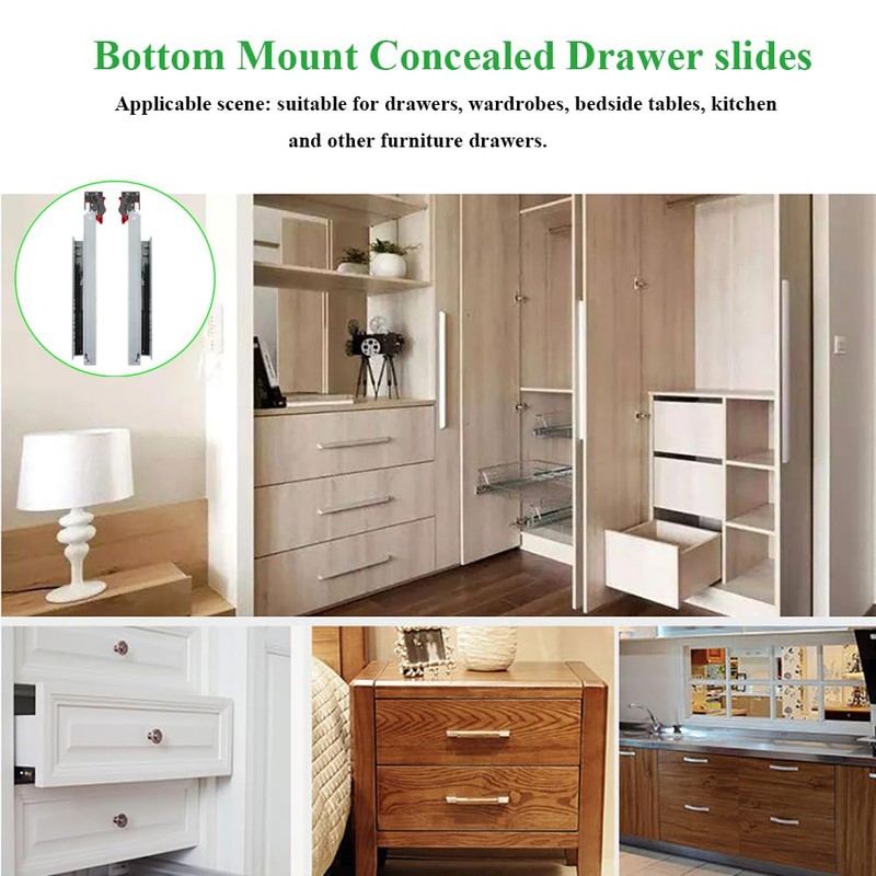 6 Pairs of 16 Inch Undermount Soft Close Drawer Slides,Bottom