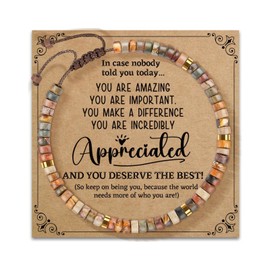 Embtrem Gifts for Women Bracelet Braided Bracelets Beaded Bracelet for Women Birthday Anniversary Inspirational Encouragement Jewelry Gifts for Her, Large, no gemstone