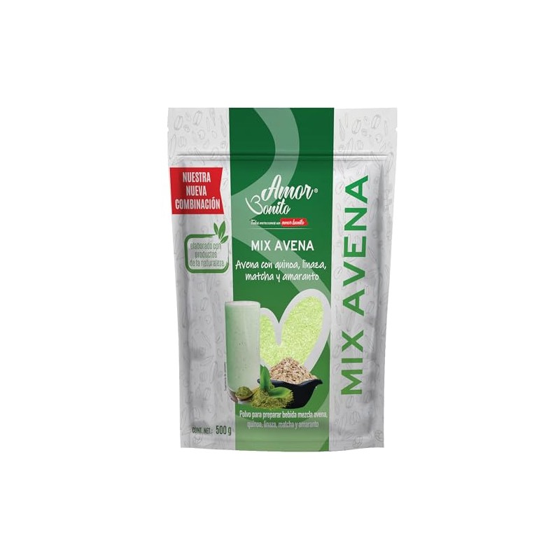 Amor Bonito Avena Matcha, quinoa y linaza, 500g