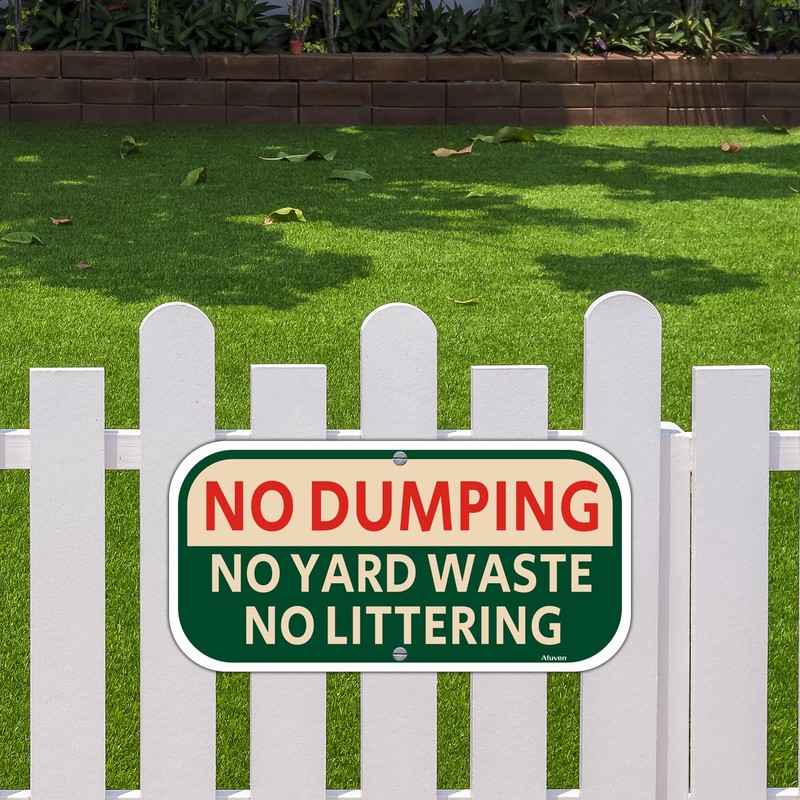 No Dumping No Yard Waste No Littering Sign | 12”x
