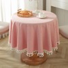 meioro Round Tablecloth, Solid Colour Table Linen, Tassel Tablecloths, Cotton