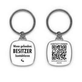 WERTSACHEN ABSICHERN: 1x Batterieloser QR-Code Anhänger inklusive App für Apple und Android mit anonymer Chatfunktion, Finder für Schlüssel, Koffer, Hunde, Katzen, Rucksack, Taschen (Besitzer)