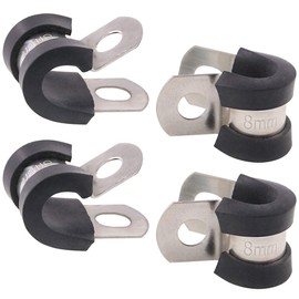 Keadic 20Pcs 5/16 Inch (8mm) Rubber Cushioned Insulated Clamps Stainless Steel, Metal Clamp, Tube Holder for Tube, Pipe or Wire Cord Installation