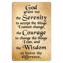 KENSILO Serenity Prayer Wall Decor, Positive Inspiring Quote Vintage Retro Tin Metal Signs for Home 8 x 12 inches