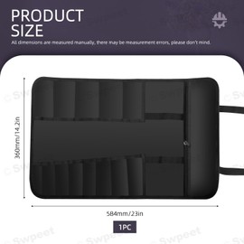 Swpeet 23x14.2 Inches Blue Tool Roll Organizer, Heavy Duty Tool Bag, Roll Up Tool Bag Wrench Roll Organizer, Ideal for Craftwork Handyman Electrician Plumber Mechanic