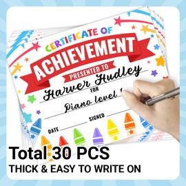 Doodlream 30 Colorful Certificate of Achievement Completion Award Recognition Stationery Paper, 25 x 21cm Blank Student Sports Activities Award Preschool Kindergarten Graduation Diploma Certificates