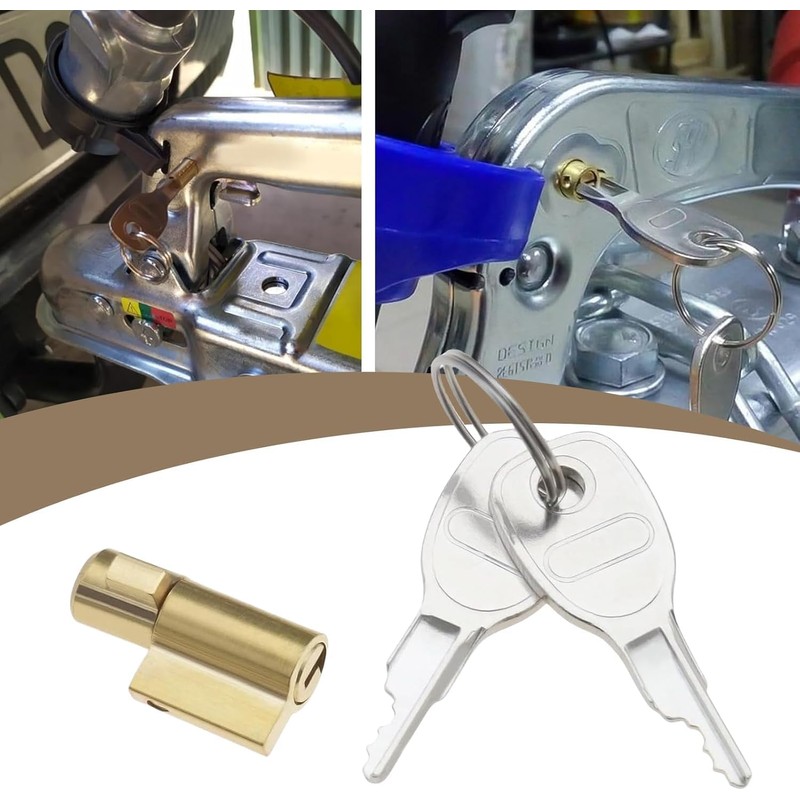 Pack of 2 Trailer Locks with 4 Keys, Plug Lock