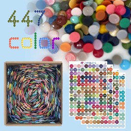 Diamonds Painting Accessories,Replacement for Missing Round Drills 89400 Pieces 447 Colors,Rhinestone Resin Diamond Drill,Art Beads Gems Stones（200pcs per Bag）