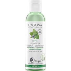Organic Purifying Facial Toner by Logona Naturkosmetik for Blemished Skin & Combination Skin, Organic Mint & Natural Salicylic Acid from Willow Bark, Matting, Natural & Vegan, 125 ml