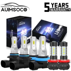 AUIMSOCO Combo LED Headlight High Low Beam Fog Light Bulbs For Toyota Prius C/V 2012-2017
