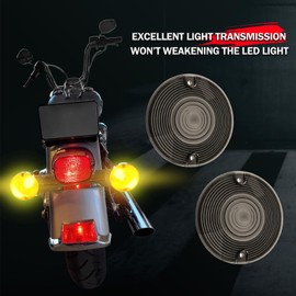 Benlari 3 1/4inch Smoke Turn Signal Light Lens Cover Anti-scratch Lenses Fit for Harley Touring Road Glide Road King Electra Glide Heritage Softail, 4PCS (4)