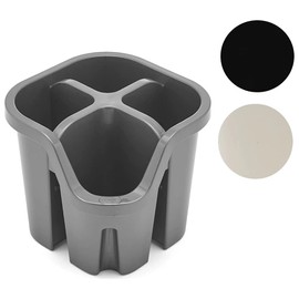 Addis 517940 Cutlery Utensil Drainer Caddy with 4 Compartments, Linen Cream, 14 x 14 x 13 cm