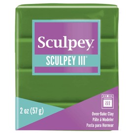Sculpey III Polymer Oven-Bake Clay, Leaf Green, Non Toxic, 2 oz. bar, Great for modeling, sculpting, holiday, DIY, mixed media and school projects.Great for kids & beginners!