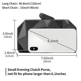 YAPAIOU Women Lattice Pattern Metal Evening Clutch Bag,Geometric Evening Clutch Purse Handbag With Chain Strap For Lady Wedding Party Prom Formal Occasion(Black)