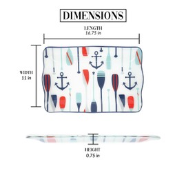 Pavilion Gift Company - Lake - 16.75" x 11" Serving Tray Dish Platter Anchor Oar Boat Beach Ocean Seaside Waterfront Cottage Kitchen Decor Serveware