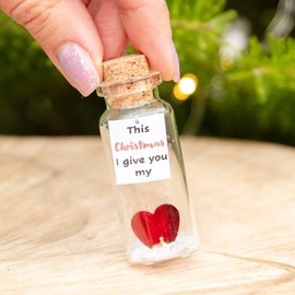 Christmas gift for boyfriend or girlfriend Romantic gifts for him or her Red heart wish jar
