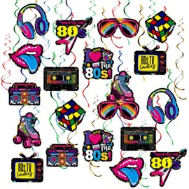 20PCS 80s 90s Birthday Party Supplier Hanging Swirls, Colorful Party Decorations Streamers (80s)