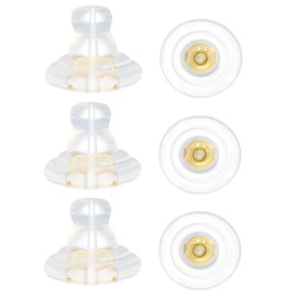 Earring Backs Replacements for Droopy Ears,JIACHARMED Silicone Earring Backs for Studs Large Earring Lifter Backings Clear Rubber Earring Support Backers for Heavy Earrings Soft Back, 6pcs Gold