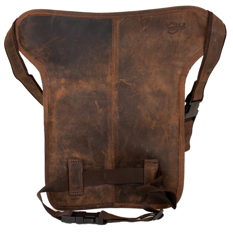 Motorcycle Leather Leg Bag, Waist Bag with Multiple Compartments, Eagle