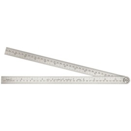 Starrett 471 Steel Folding Rule With Circumference Measurement, 24" Length, 3/4" Width, 1/32" Thickness