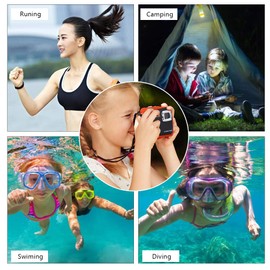 Kids Camera, Waterproof/ Shockproof Digital Camera for Child 2.0inch Large Screen, 12MP, 1280 x 720HD, High Definition Underwater Swimming Digital Camera Camcorder
