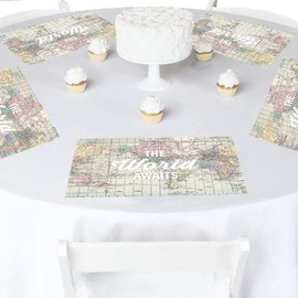 Big Dot of Happiness World Awaits - Party Table Decorations - Travel Themed Party Placemats - Set of 16