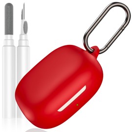 LDSXAY Compatible with Shokz New OpenFit 2 Case Cover, Soft Silicone Shockproof Protective Skin Case for Shokz OpenFit 2 Open-Ear Wireless Earbuds with Cleaner Kit & Carabiner (Red)