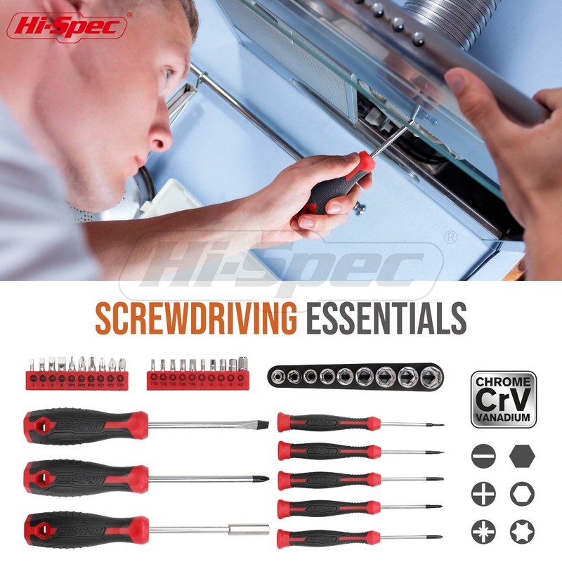 Hi-Spec 54pc Red Household Tool Kit – Essential DIY Hand