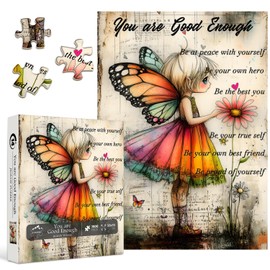 Retro Quote Puzzles for Adults 1000 Pieces, PICKFORU Vintage Butterfly Christian Religious Jigsaw Puzzles, Unique Inspirational Theme as Wall Decor