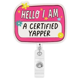 Funny Badge Reel Retractable Clip Cute Nurse Coworkers Teacher Social Worker Doctor Badge Reel Gifts for Women I'm A Certified Yapper Badge Holder Work Office Alligator Clip Badge Accessories