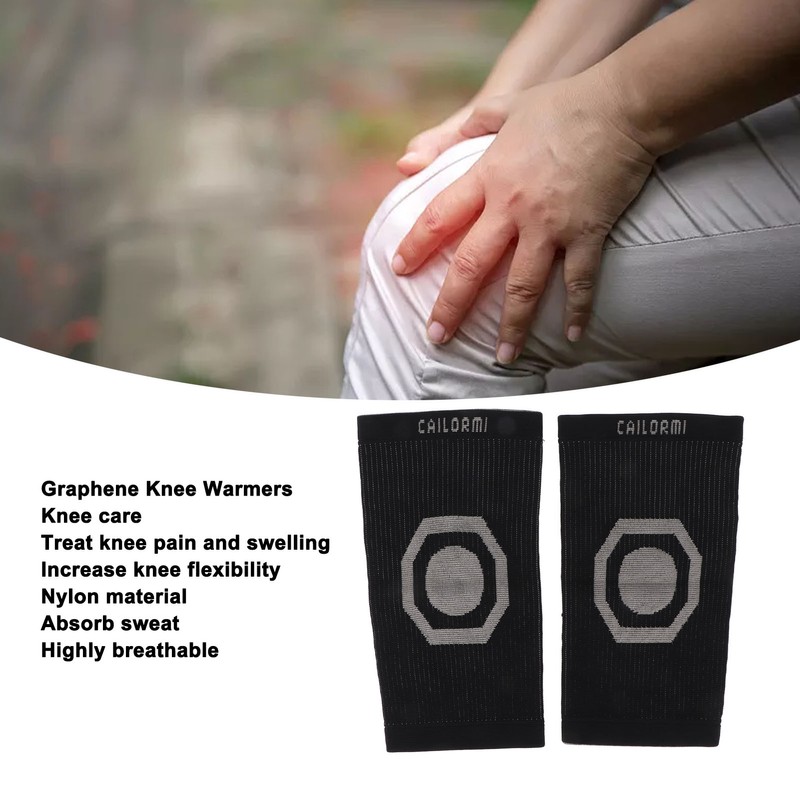 2pcs Graphene Knee Warmers Shock Absorption Resilience Soft Breathable Graphene