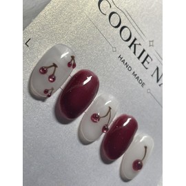 ⭐️ Soft [Milk Cherry] Magnetic Nail Tip ⭐️ - Middle Coffin / ⭐️ 여리여리 [밀크 체리] 자석 네일 팁 ⭐️ - 미들코핀