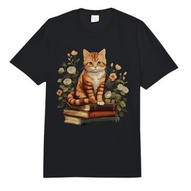 Cottagecore Cat Reading Book Aesthetic Outfit for Women Comfort Colors Adult Heavyweight T-Shirt
