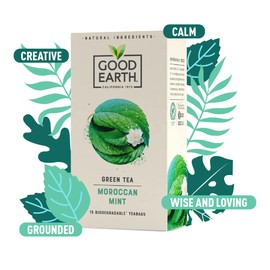 Good Earth Tea Co. Moroccan Mint Tea Bags – Refreshing Green Blend with Mint and Sweet Spearmint – 5 x 15 Plant-Based Teabags