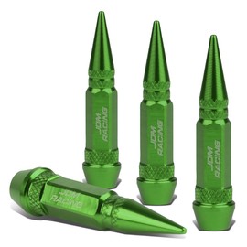 4Pcs 60mm Polished Aluminum Tire Rim Valve Air Port Dust Cover Stem Caps, Anodized & Powdercoated, Spiked Head Style, Green Color