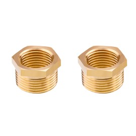 NICOLEKAY Brass Pipe Fitting Reducer Hex Bushing 1/2 NPT Male x 1/8 NPT Female Adapter(Pack of 2)