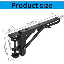 Folding Console Heavy Duty Folding Angle with C Clamp, Hinges Foldable, Folding Hinge, Stainless Steel Shelf Bracket, 90 Degree Folding Shelf Angle with Table Clamp, Shelf Bracket for Shelves, Wall