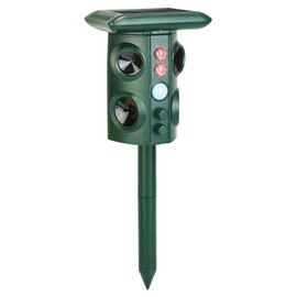 iMounTEK Animal Repeller Solar Ultrasonic Animal Repeller Solar Powered Animal Repellent Chaser with PIR Motion Sensor IP65 Waterproof Sound Flashing Light for Deer Raccoon Squirrel Mice Cat Dog