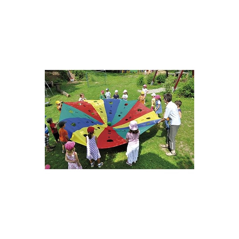 Eduplay 170170 Schwungtuch mit Ziellöchern 300 cm, Mehrfarbig