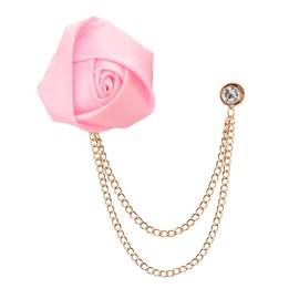 Rose Flower Brooch Pin Mens Lapel Pins for Suits Fashion Bridegroom Wedding Brooches Tassel Chain Brooch Collar Pins Suit Accessories for Prom Dance Party Pink Flower Brooch Lapel Pin