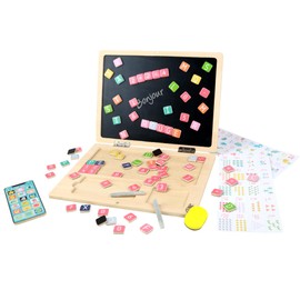 PLANÈTE BOIS - Magnetic Slate Computer - FSC - 030241 - Montessori - Multicoloured - Wood - Children's Game - Board - My First Laptop - 30 cm x 22 cm - From 3 Years