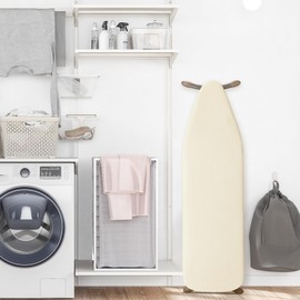 BNDX Ironing Board Cover, 18" x 49" Standard Size Thick Padding with Bongee Cord, Stain Resistant & Durable Scorch, 2 Click Buckles for Smooth Iron Beige Natural Twill(Bonus Plastic Bag Holder)