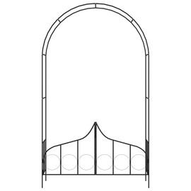 SKM Garden Arch with Gate Black 54.3"x15.7"x93.7" Iron