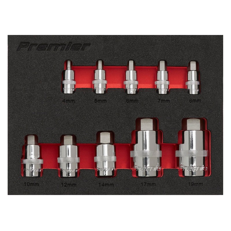 Sealey AK6244 10PC 1/4", 3/8" & 1/2"Sq Drive Hex Socket